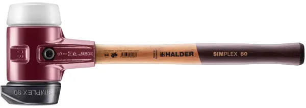 SIMPLEX slägghammare med gjutstålhus och träskaft, Ø 80, gummiblandning med "Stand-Up"/superplast